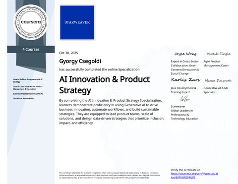AI Innovation & Product Strategy certificate